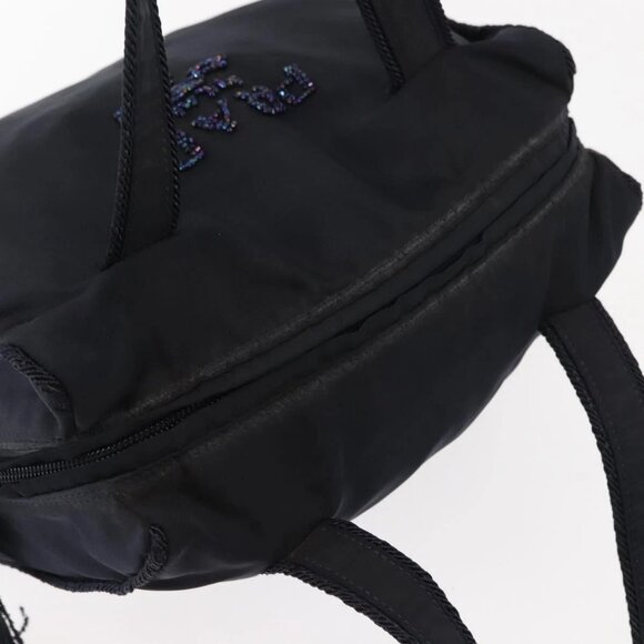 PRADA Beads Fringe Hand Bag Nylon Navy Gold - Picture 6 of 16